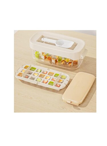 Ice Cube Tray with Lid and Bin Ice Box Freezer Tray Ice Molds Box 42 Ice Cubes - Ice Cube Bin Scoop Trays   Container and Scoop   Perfect for Drinks &amp; Cocktail