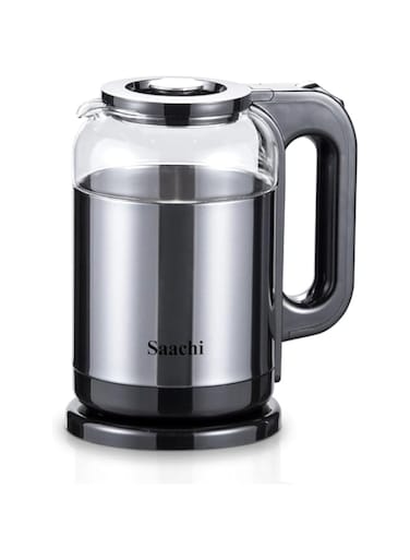 Saachi Premium 1.8L Grey Kettle with Borosilicate Glass &amp; Auto Shut-off NL-KT-7757-GY