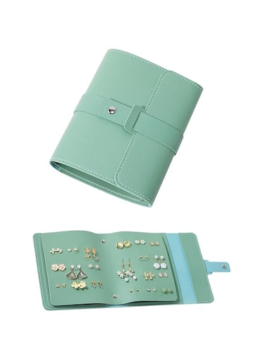 Azonee Earring Storage Box, Portable PU Leather Organizer with Foldable Book Design, Travel-Friendly Case for Earrings and Jewelry
