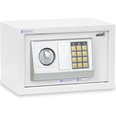 Rubik Safe Box with Digital Keypad and Key Lock for Money Cash Jewelry Office Home Office Security RB20EA (20x31x20cm) White