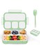 YHRY Bento Lunch Box for Kids, 4 Compartment Kids Lunch Box, Cute Bento Snack Box, with Utensils, Leak Proof, Keep Food Fresh, BPA Free, Easy to Clean, for Adults and Kids, Green