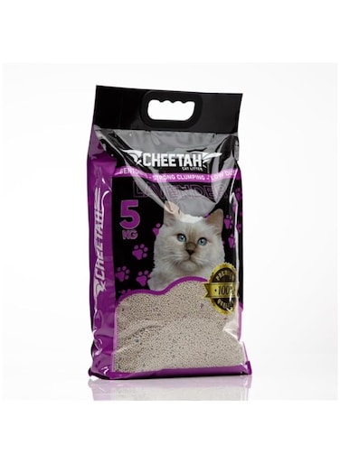 CHEETAH Cat Litter - 100% Strong Natural Clumping Bentonite, High Absorption, Low Dust, Odor Control, Easy Scooping, Non Flushable, Non-Stick Paw Formula, Lavender Scented, 5Kg (5.6L)
