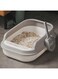 ZPLNOSIN Large Open Cat Litter Box, Anti-Splash Cat Toilet with Litter Cleaning Scoop Waste Box, Cat Sandbox and Deodorizing Cat Pan Litter Tray, Kitten Potty Training