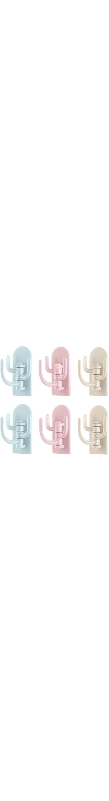 GNAFOTU [6Pack]Adhesive Wall Utility Hooks,Rotatable Three Hooks Type Self-Adhesive Wall Hooks