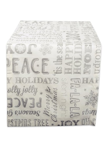 DII Collection Metallic Christmas, 14x72, Silver Holiday Collage