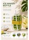 cube tray with Straw Easy Press Ice Tray Water Bottle, Complete with A Built In Straw, Perfect for Travel - 800mL Green