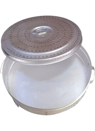 SAQOWARE Alsaqer Aluminium Kubbos Dabba  Traditional Arabic Bread Box  Regag Storage   Arabic Bread Storage 18-Inch Diameter