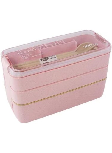 Bento Box, 3-layers Lunch Box, Eco-Friendly Lunch Box, 900ML Wheat Straw Dinnerware Food Storage Container