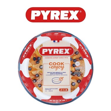 Pyrex Bake&amp;Enjoy 25cm Cake Pan - Borosilicate Glass for Perfect Sweet &amp; Savory Baking