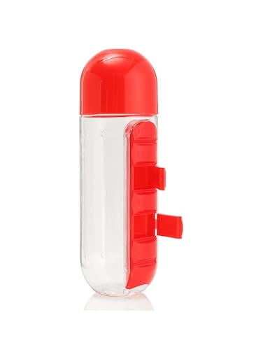 Portable Medicine Organizer Water Bottle Outdoor 7 Compartments Pill Box