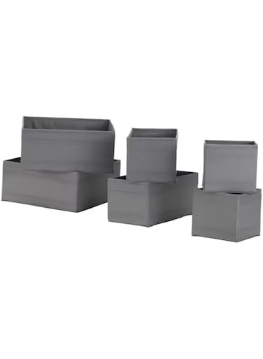 I-K-E-A SKUBB Storage Organizer Box Set of 6 Dark Gray Polyester/Polypropylene