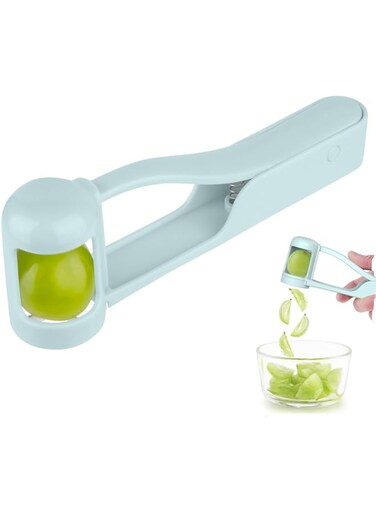 JCD Grape Cutter for Toddlers, Grape Slicer for Baby, Portable Cutter Quarter Slicer tool For Grape Cherry Tomato Strawberry Vegetable Fruit Salad Cake Decoration, Stainless Steel kitchen Gadgets