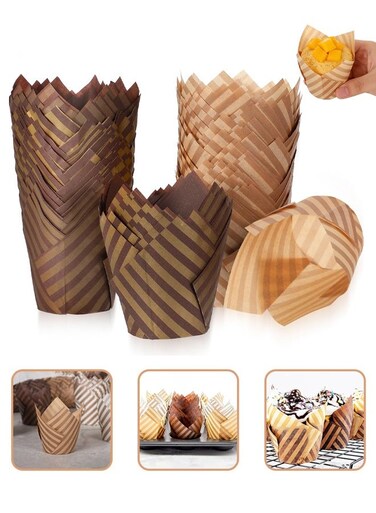 of 100 Tulip Cupcake Liner, Baking Paper Cups Muffin Liners Wrappers for Weddings, Birthdays, Baby Showers