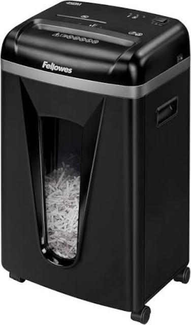 Fellowes Powershred 450M Micro-Cut Office Shredder   P-5 Security   9-Sheet Capacity   22L Bin   Jam Proof