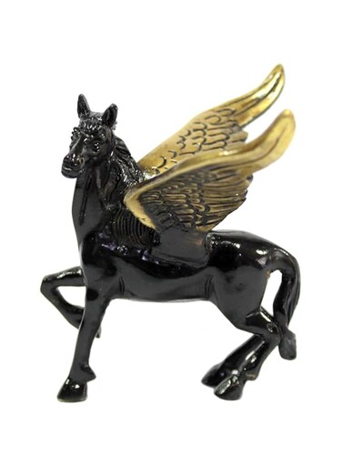 eSplanade Brass Standing Horse Rearing Horse Showpiece Centre Piece Figurine Sculpture - Decorative Items - Home Decor - Golden - 4.5" Inches (Black)