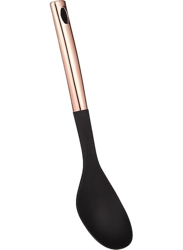 Copper Handle Nylon Serving Spoon, Black, 14 inch, VCS066, Curry Server, Soup Server, Milk Ladle, Serving Spoon Black/Gold
