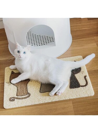 Mumoo Bear Cat Litter Mat, Pet Food PVC Mat, Waterproof Non-slip Pet Feeding Mat, Pet Bowl Mat, Pet Feeding Tray For Cats, Dogs and Puppies (40 x 60cm, Cat)