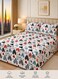 King Size White Multi-Heart Print Bedsheet Set 3PCS &acirc;&euro;&ldquo; 125 GSM Soft Breathable Fabric, Fade Resistant &amp; Durable with 2 Pillow Covers, 220x240 CM