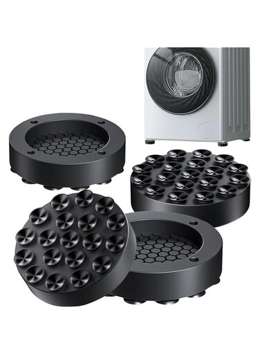 Lonimia Washing Machine Feet Pads, Anti Vibration Pads, 4 Pcs Silicone Material 19 Suction Cups Honeycomb Design Anti-Slip Practical Shock-Absorbing Tool, Suitable For Washing Machines And Dryers Etc
