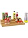 Bamboo Spice Rack Organizer with Oil Dispenser Bottle, 3 Tier Bamboo Expandable Display Shelf, Kitchen Cabinet Organizer for Pantry Cabinet or Countertop