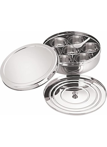 Neelam SMSL010P Masala Dabba, Silver, Size 10, Stainless Steel