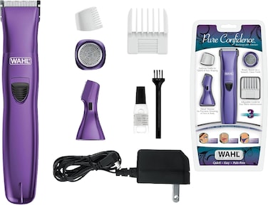Wahl Pure Confidence Rechargeable Lady Clipper, Personal Grooming Kit With 3 Attachments (Trimmer, Detail Trimmer, Rotary Shaver) &amp; 2 Guide Combs, 60 Minutes Runtime, Portable Design (9865-127)