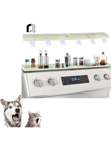 Silicone Stove Shelf Magnetic Shelf for Kitchen Stove, Magnetic Stove Top Shelf, Over The Stove Shelf, Zero Installation Oven Shelf for Top of Stove, Soft Non-Slip Kitchen Spice Organizer(White)
