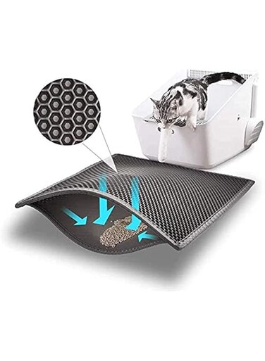 KASTWAVE Cat Litter Mat Litter Trapper Size 24&rdquo; X 18&rdquo;, Honeycomb Double-Layer Design Waterproof Urine Proof Material, 2-Layer Sifting Easy Clean Scatter Control