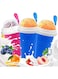 NOAEOU 3 Packs Cooling Slushie Maker Cup, Quick Frozen Smoothies Cup, Double Layer Squeeze Slushy Maker Cup, Homemade Juice Milk Shake Ice Cream Maker DIY (2 Blue and 1 Red, 3 Cups)