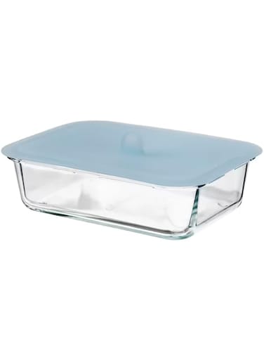 Food container with lid, rectangular glass/silicone1.0 l