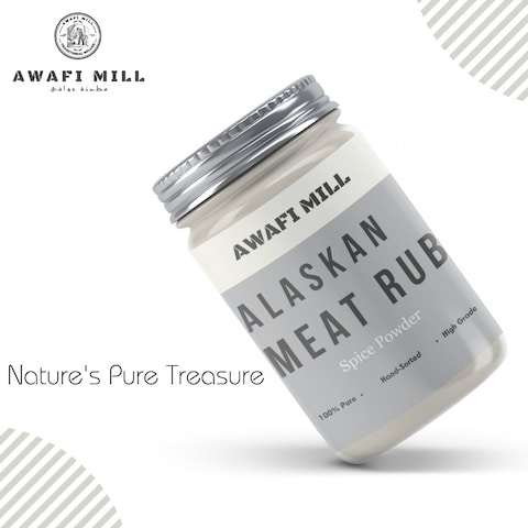 AWAFI MILL ALASKAN Meat Rub - Premium Blend of Kosher Salt, Black Pepper &amp; Garlic - Enhance Flavor for Cooking, Grilling, or Everyday Seasoning (Bottle of 50 gram / 1.7 Oz)