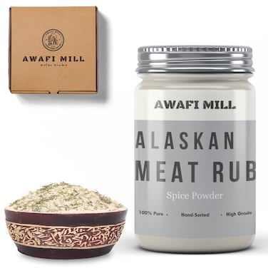 AWAFI MILL ALASKAN Meat Rub - Premium Blend of Kosher Salt, Black Pepper &amp; Garlic - Enhance Flavor for Cooking, Grilling, or Everyday Seasoning (Bottle of 50 gram / 1.7 Oz)