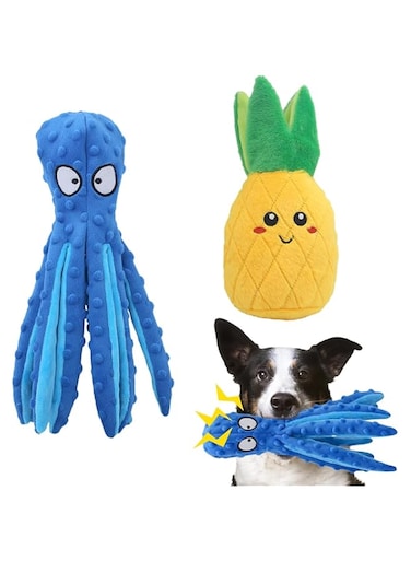 Lenamos 2 Pack Squeaky Dog Toy, No Stuffing, Interactive Dog Toy, Indestructible Chew Toys for Puppies, Teeth, Small, Medium and Large Dogs