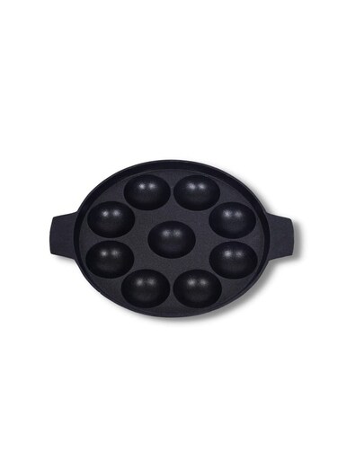 Induction Base Non Stick Paniyaram Appam Pan, Black, 9 Cavity