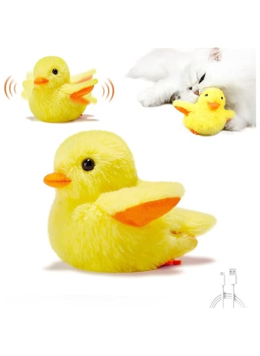 Petgravity Flapping Wings Duck Cat Toys Animal Sound Interactive Squeaking Catnip Toys for Cats with Real Chirping Duck Sound Fun Kitty Kitten Catnip Toys for Cat Exercise Plush Duck