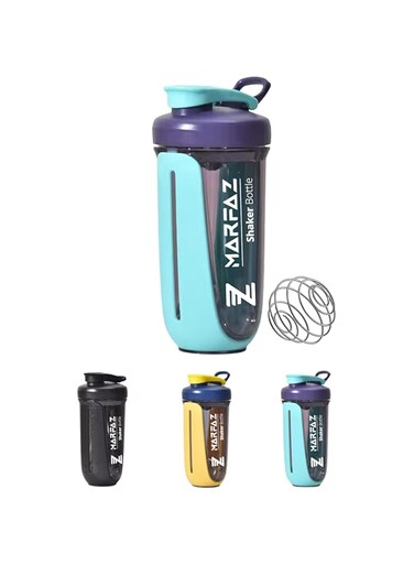 MARFAZ Protein Shaker Bottle, 680ml, Blender Ball, Leak Proof, BPA Free, for Gym, Fitness, Workout, Daily Drinking (Blue)