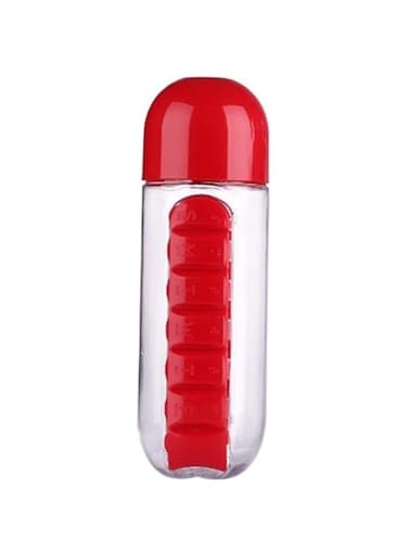 Dubai Gallery Water Bottle With Pill Organizer Red/Clear