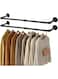 MostNow Clothes Rack, 36.2 Inch Industrial Pipe Wall Mounted Rack, Space-Saving Hanging Clothes Heavy Duty Detachable Garment Bar, Multi-Purpose Hanging Rod for Closet 2 Base (2 Pack)