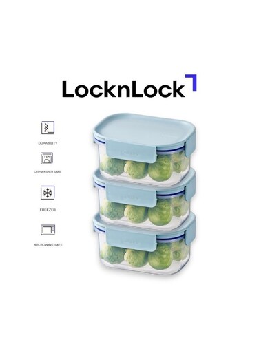 Classic Plus Rectangle Food Container 385ml (PACK of 3) &acirc;&euro;&ldquo; Mint, Airtight &amp; Microwave Safe