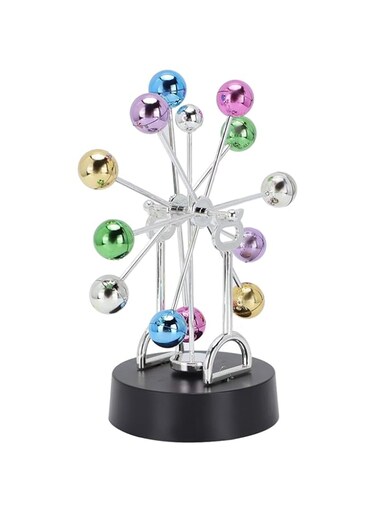 Perpetual Motion Desk Ornament, Battery Powered Revolving Ball Device Electronic Desk Toy Desk Wiggle Toy Motion Desk Gadget Electronic Wiggle Gadget Kinetic Swinging Device for Desk Decorations