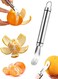 Steel Orange Peeler, Easy and Quick Peeling Long Handle Orange Citrus Peeler Tool Triangle Shovel and Serrated Shovel Orange Peeler Creative Kitchen Gadgets