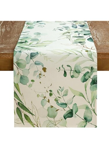 GEEORY Greenery Eucalyptus Spring Table Runner 72 Inch, Summer Farmhouse Rustic Holiday Kitchen Dining Table Decoration for Indoor Outdoor Dinner Party D&eacute;cor GT022
