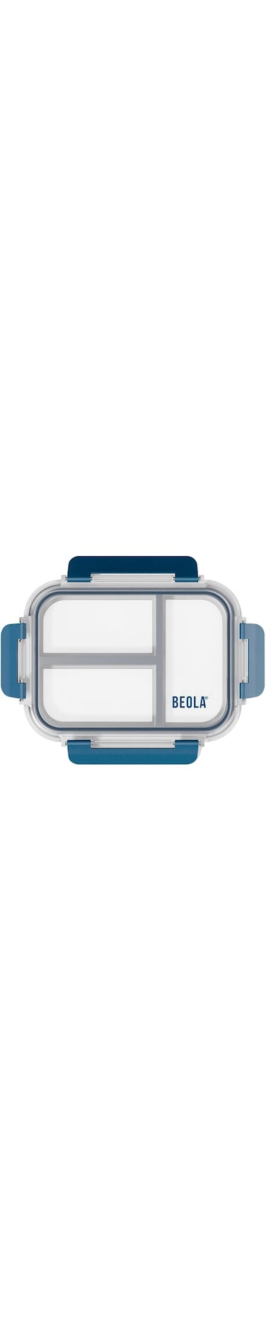 BEOLA Replaceable Lid for 3 Compartment 1050ml Glass Food Storage Container, Individually Sealed 3 Section Meal Prep Container Plastic Lid, Freezer, Dishwasher Safe (1050ml, Marine Blue)
