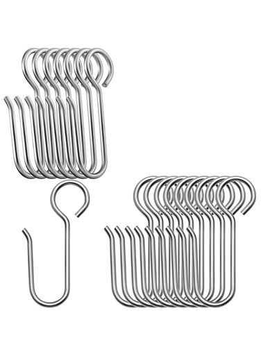Khazna Metal Curtain Track Hooks S Shaped Small Curtain Hooks Ceiling Curtain Track Hooks Stainless Steel Drape Wire Hooks for Ceiling Curtain Drape Track (60PCS)