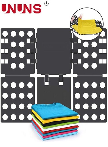 Clothes Folding Board,Adjustable T-Shirt Folding Board,Plastic Shirt Folder,High Toughness,Space Saving,Connect Firmly,Folding Clothes For Kids and Adults,Black