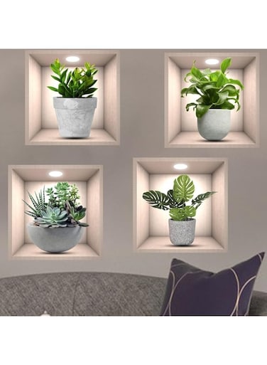 Khazna 3D Green Plants Wall Decals 3d Wall Art Decals for Living Room Bedroom Kitchen Decoration, DY0137-LH