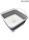 Dish Basin Collapsible with Drain Plug Carry Handles , Kitchen Storage Tray Dish Wash Basin , Portable Dish Tub , Foldable Dishpan for Camping , RV , Collapsible Drain Basket , Suitable for kitchen and camping , Gray .