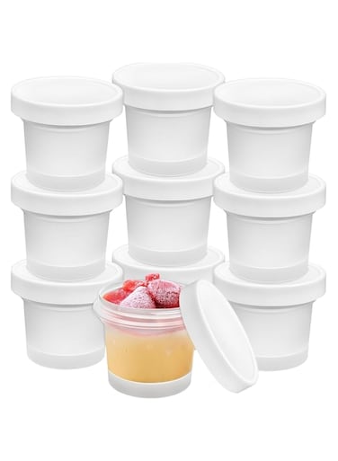 10 Pack Reusable Small Plastic Containers With Screw Lids, Small Food Storage Freezer Containers, Deli Containers, Stackable Food Storage Jars, Sauce Condiment Jars, Lunch Box Accessories, 100ml