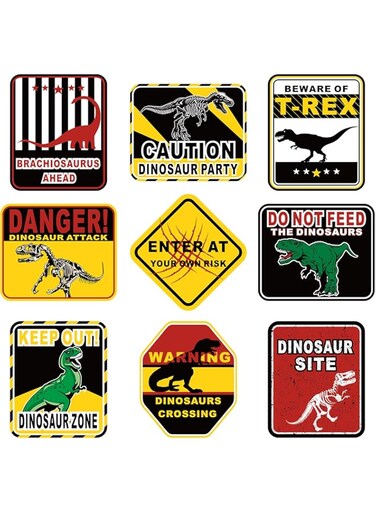 BPA 9 Pieces Dinosaur Party Decorations Be Ware of Dinosaur Theme Party Wall Decor Dinosaur Party Signs for Kids Birthday Party Dinosaur Theme Party Supplies