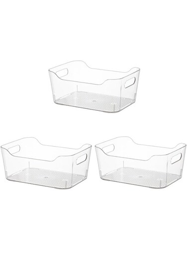 Pack Clear Stackable Storage Boxes with Handles, Pantry Organizer, Storage Containers and Organizer Bins, Multi-Use Bins for Home, Kitchen and Cabinet